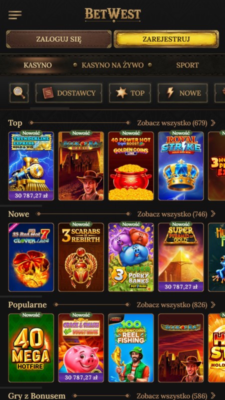 Betwest casino games
