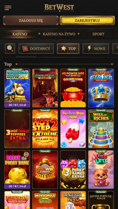 Betwest top casino games